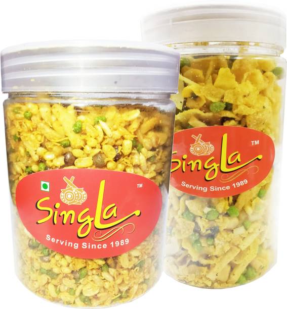 Singla Kashmiri mixture corn flakes namkeen combo pack (2* 200g)