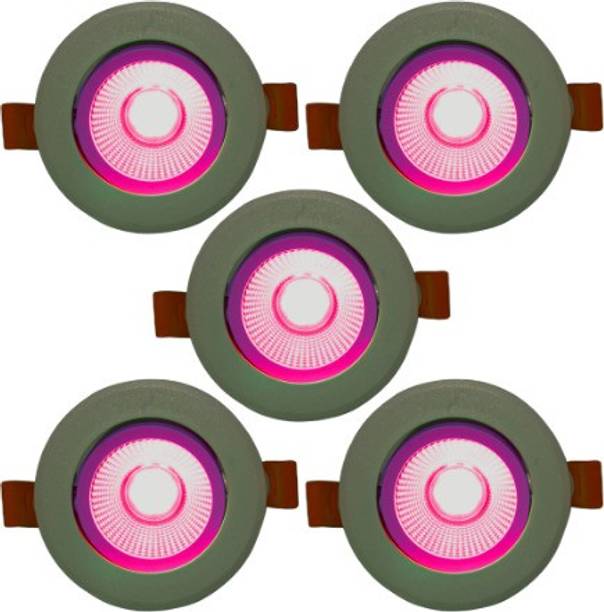 d'mak LED Ceiling COB Spot Light - 3 Watt - Round - Pink, Pack of 5 ट्रैक लाइट्स  सीलिंग लैंप