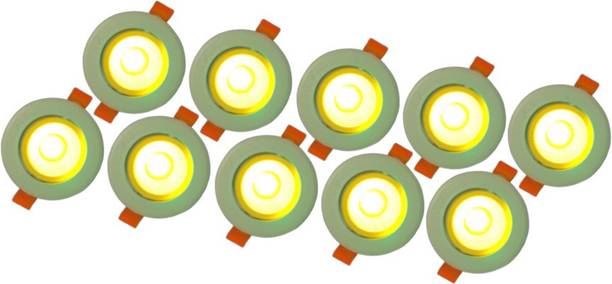 D'Mak LED Ceiling COB Spot Light - 6 Watt - Round - Warm White (Yellow) (Pack Of 10) | 6w cob Light || led Lights for Decoration | Recessed Ceiling Light Ceiling Lamp