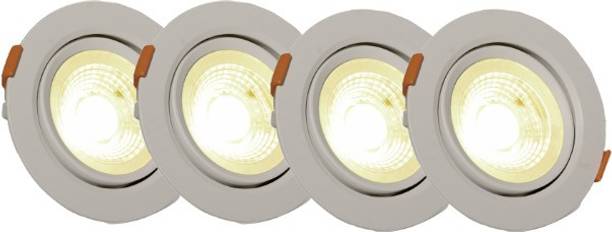 D'Mak LED Ceiling COB Spot Light - 9 Watt - Round - Warm White (Pack Of 04) | 9w cob Light || led Lights for Decoration | Recessed Ceiling Light Ceiling Lamp