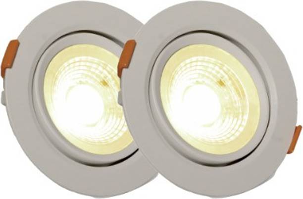 D'Mak LED Ceiling COB Spot Light - 9 Watt - Round - Warm White (Pack Of 02) | 9w cob Light || led Lights for Decoration | Recessed Ceiling Light Ceiling Lamp