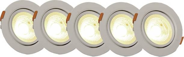 D'Mak LED Ceiling COB Spot Light - 9 Watt - Round - Warm White (Pack Of 05) | 9w cob Light || led Lights for Decoration | Recessed Ceiling Light Ceiling Lamp