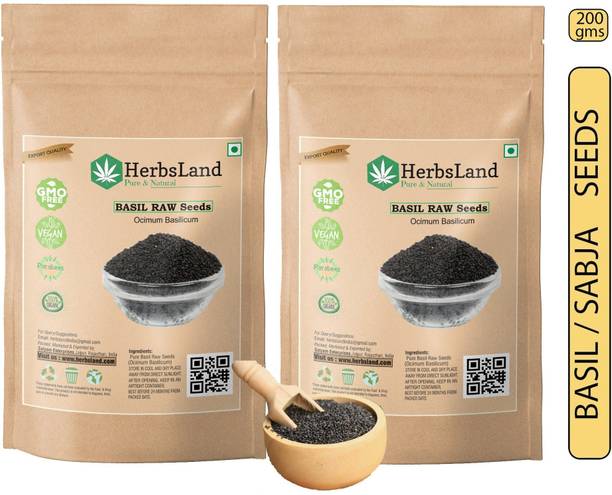 HerbsLand Basil Seeds / Tukmariya / Sabja / Bapji Seed for Protein | Iron | Folic acid and Dietary Fibre |Calcium | Anti Oxidents for Weight Loss seed Seed