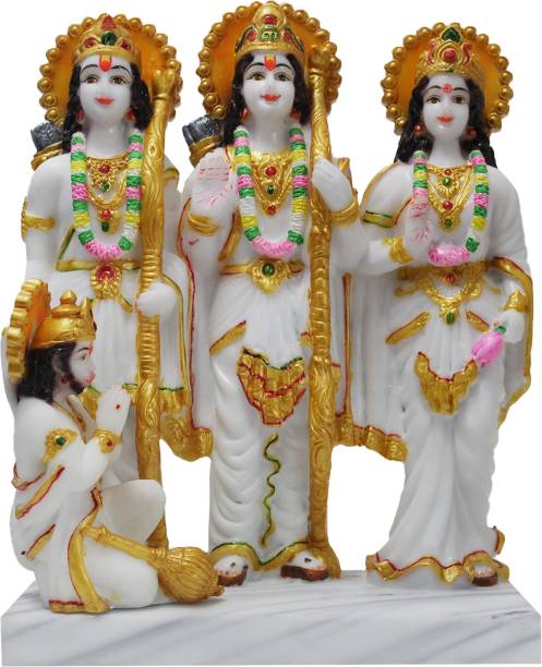 FABZONE Marble Lord Ram Darbar Idol God Ram,Laxman,Sita & Hanuman Darbar Statue Decorative Showpiece  -  30 cm