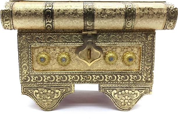 RHANDICRAFT Jewellery Box Oxidised Meenakari Work , Antique Wooden Red Velvet Box, Work antique look, Wedding gift Box, Jewellery Box, Storage Bengals Vanity Box multi Vanity Box (Golden. red ) Jewelry Box, Bangle Box Vanity Box