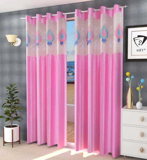 Homefab India 213.5 cm (7 ft) Door Polyester Semi Transparent Curtain (Pack Of 2)