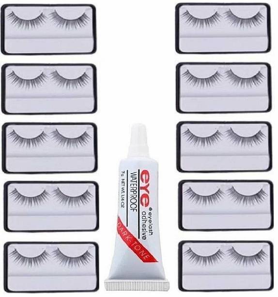 glowician Natural Long False Eyelashes 10 Pairs, Free Eye Glue