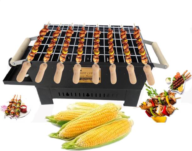 HOT LIFE charcoalbarbequegrill(Anegthi)With8woodenhandleskewers(black) Charcoal Grill