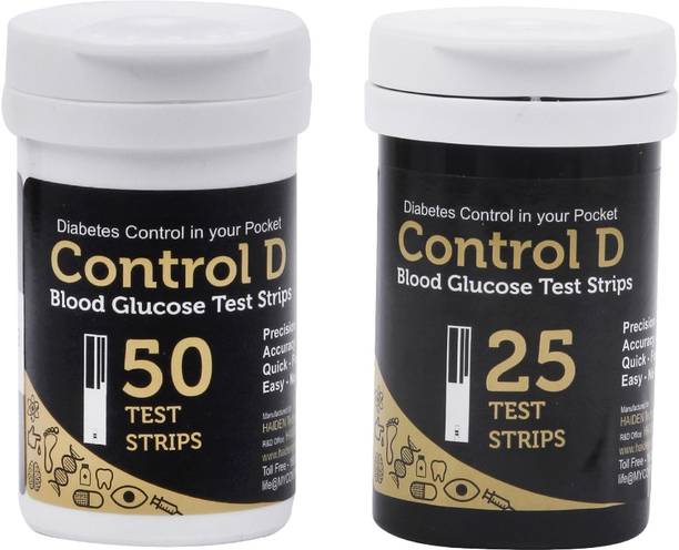 Control D Glucose Sugar Testing 75 Glucometer Strips
