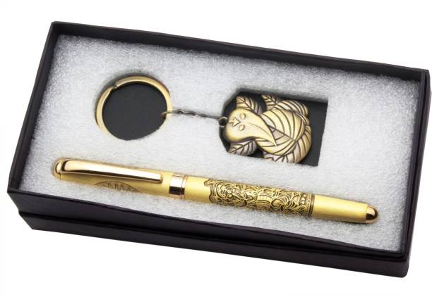 Ledos Lord Dancing Ganesha Special Edition Ballpoint Pen Golden Trims & Key Pen Gift Set