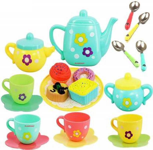 Pluspoint tea Set Tea Party Pretend Playset for Kids, Teapot Play Set Pretend Play Set Girls Kitchen Toy Teapot Gift for Toddler Kids Children Boys Girls