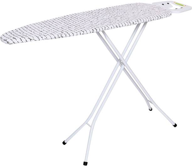 FLIPZON 13 Inch Ironing Board/Iron Table Stand with Press Holder, Foldable & Height Adjustable Height, Black & White Ironing Board
