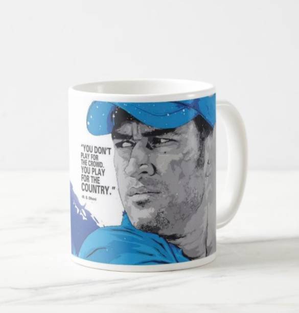 TheWhoop MS Dhoni Blue Gift Printed Ceramic/Cup Ceramic Coffee Mug