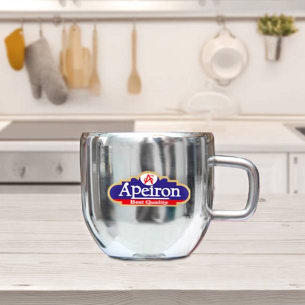 Apeiron Pack of 6 Stainless Steel Double Wall APPLE SHAPE Tea & Coffee Cups