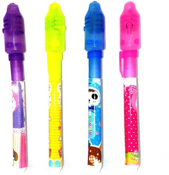 Ruchi Collection Invisible ink uv light pen (pack of 4) Ball Pen