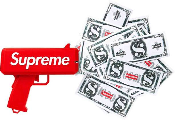 VK MART Money Gun Cash Cannon for Wedding, Parties and Fun – Includes 100 Fake Dollars Money Gun