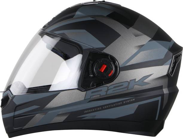 Steelbird SBA-1 R2K HF Full Face Helmet with Detachable Handsfree Device in Matt Black/Grey with Clear Visor Motorcycle Smart Helmet