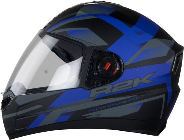 Steelbird SBA-1 R2K HF Full Face Helmet with Detachable Handsfree Device in Matt Black/Blue with Clear Visor Motorcycle Smart Helmet