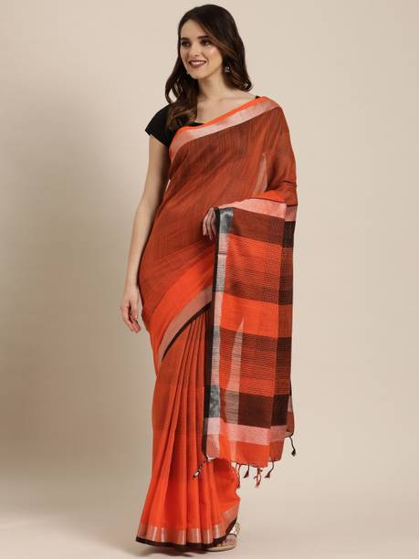 Striped Bollywood Linen Saree