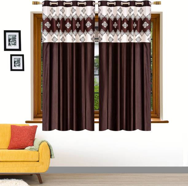 Stella Creations 152 cm (5 ft) Polyester Semi Transparent Window Curtain (Pack Of 2)