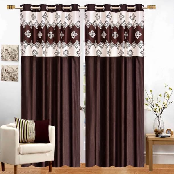 Stella Creations 214 cm (7 ft) Polyester Semi Transparent Door Curtain (Pack Of 2)