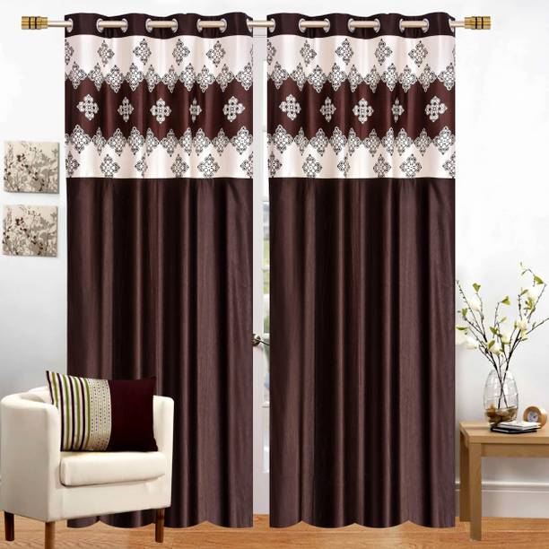 Stella Creations 274 cm (9 ft) Polyester Room Darkening Long Door Curtain (Pack Of 2)