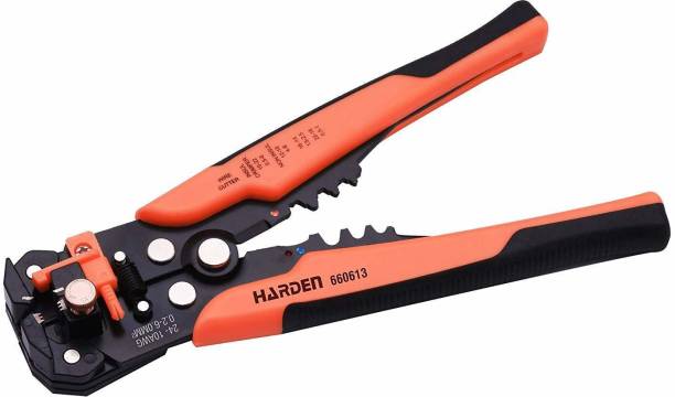 Harden Professional 8" Multi-Function Automatic Wire Stripper Plier- Cr-Mo Steel Cutting Blade with Stripping Length Adjustment Module, Zinc-Alloy Body - Stripping Crimping and Cutting Tool 660613 Wire Cutter