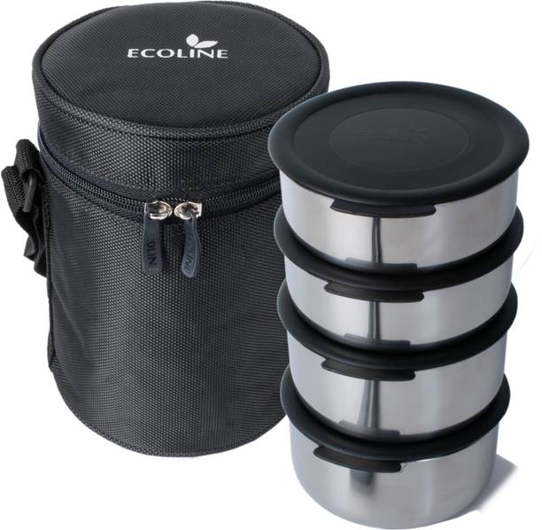 Ecoline Appliances V4 Stainless SteelLunch Box , Black,Capacity 1400ml(2 contain