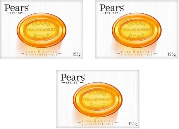 Pears Imported (Made in UK) Pure & Gentle With Natural Oils 125g (375 g, Pack of 3)