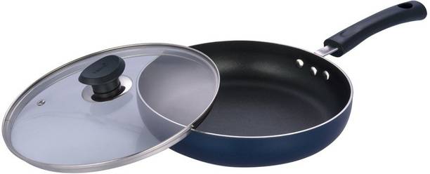 VINOD Zest Non-Stick Deep Frypan with Glass Lid Fry Pan 22 cm diameter with Lid 1 L capacity