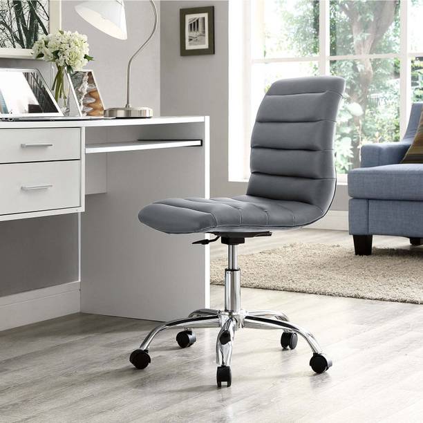 Finch Fox Height-Adjustable Stool Faux-Leather Chair for Salon/Spa/Bar/Medical/Kitchen/Office Executive Desk Computer Chair (Grey) Leatherette Office Executive Chair