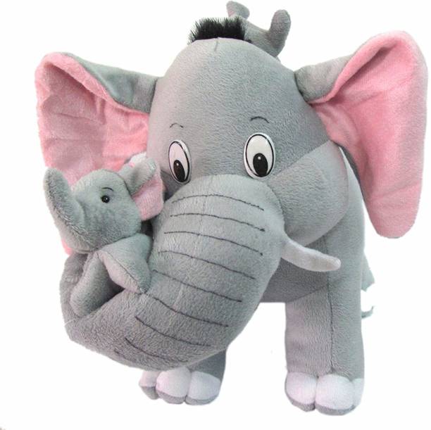 Love And Joy Premium Quality Super Soft And Cute Elephant With Baby Soft Toy For Kids - 35cm  - 32 cm