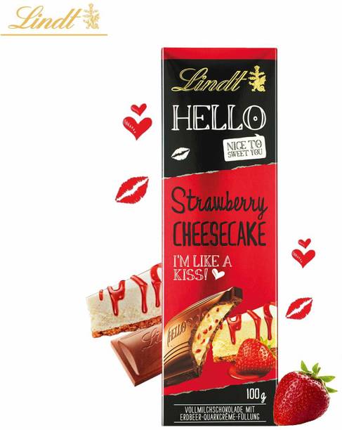 LINDT Hello Strawberry Cheesecake Bar Pouch, 100 g Bar