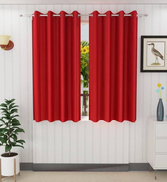 Tanishka Fabs 152 cm (5 ft) Polyester Semi Transparent Window Curtain (Pack Of 2)