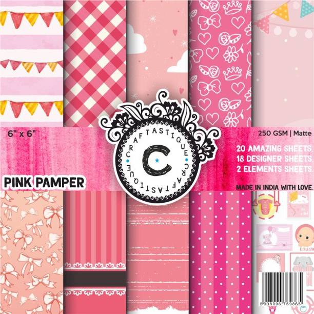 Craftastique Pink Pamper Designer Paperpack 6 x 6 inches 250 gsm Craft paper