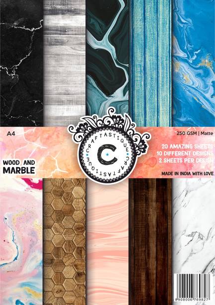 Craftastique Wood & Marble Designer Paperpack A4 250 gsm Craft paper