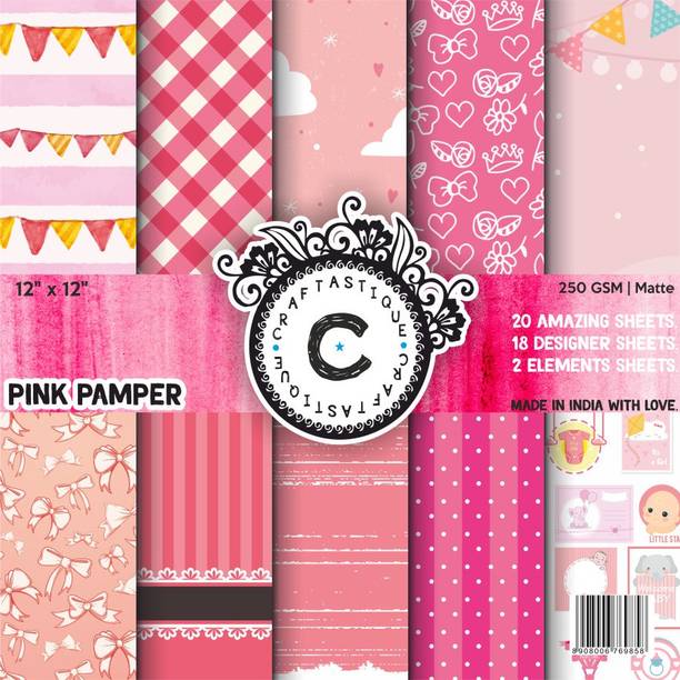 Craftastique Pink Pamper Designer Paperpack 12 x 12 inches 250 gsm Craft paper