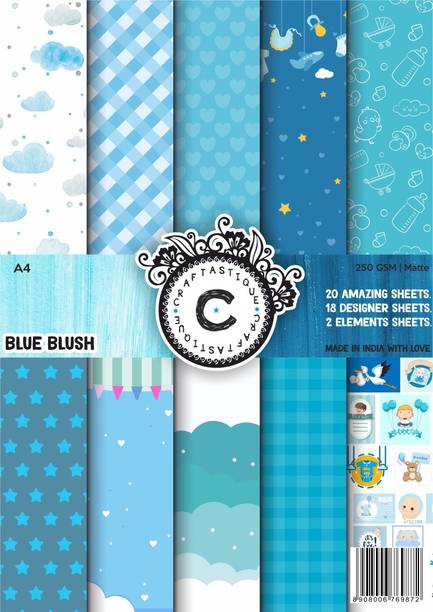 Craftastique Blue Blush Designer Paperpack A4 250 gsm Craft paper