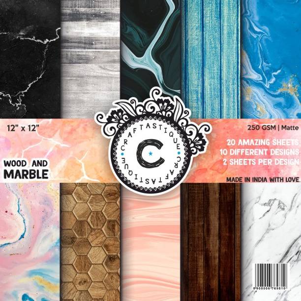 Craftastique Wood & Marble Designer Paperpack 12 x 12 inches 250 gsm Craft paper