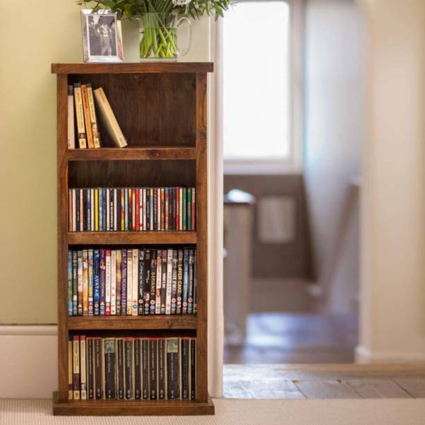 WOODSTAGE Solid Sheesham Wood Bookshelf Sideboard Book Rack Cabinets For Living Room/Home Solid Wood Open Book Shelf