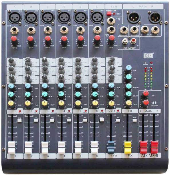 MX Live Audio Mixer 8 Channel Professional Mixer - AIR 8 Analog Sound Mixer