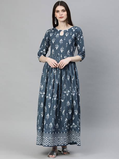 Printed Pure Cotton Anarkali Kurta for Women