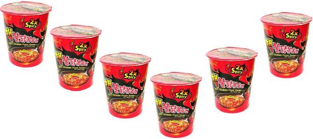 Samyang 2xSpicy Hot Chicken Flavour Ramen Cup, 70g - Pack of 6 Cup Noodles