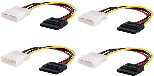 Wizzo Power Sharing Cable 0.05 m (Pack of 4 Pieces) 4 Pin Molex to SATA Power Cable Adapter for Internal Hard Disk Drive, HDD, SSD & DVD Writer