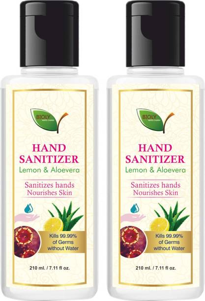 Bioly  kills 99.99% germs and infection without water with triple action formula sanitizes (Pack of 2) Hand Sanitizer Bottle