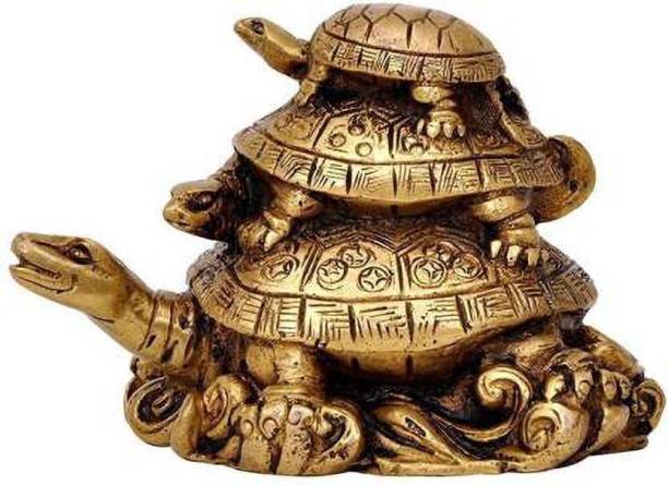 Ryme Three Tiered Turtle Tortoise Family For Health And Good Luck For Home Decorative Showpiece  -  10 cm