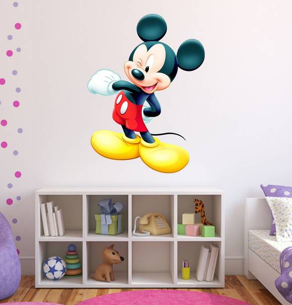 Tuffuk 50 cm Micky Mouse | Wallsticker | PVC Vinyl | Noon-Reuseable Sticker | Self Adhesive Sticker