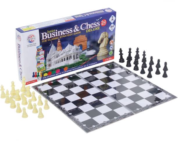 Ratnas Premium Quality 2 in 1 Business & Chess Junior Deluxe Board Game|Board Size: 11 Inches 8 11 Inches Party & Fun Games Board Game