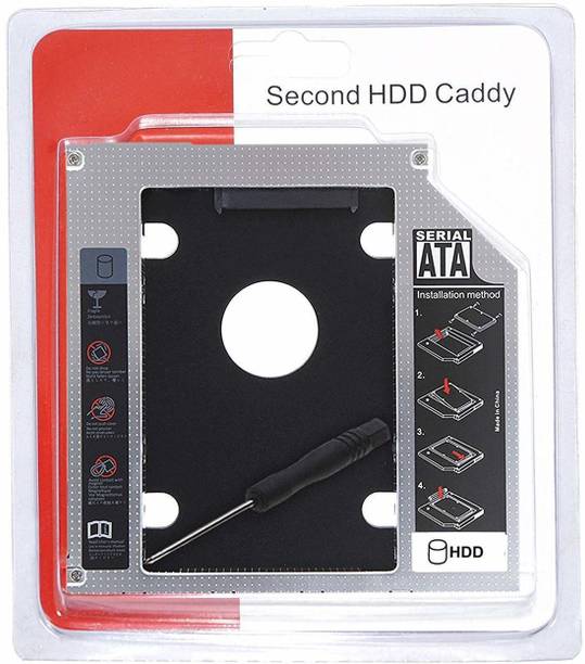 TERABYTE Improve laptop performance and capacity with extra hard drive This 2nd Hard Disk Drive Caddy HDD Tray Enclosure Adapter helps you get maximum storage on installing a 2nd hard drive. HDD Interface: 2.5" sata or SSD drives. The caddy is built from aluminum which makes it light, sturdy and provides cooling for the hard drive. 2.5 inch HDD ENCLOSURE
