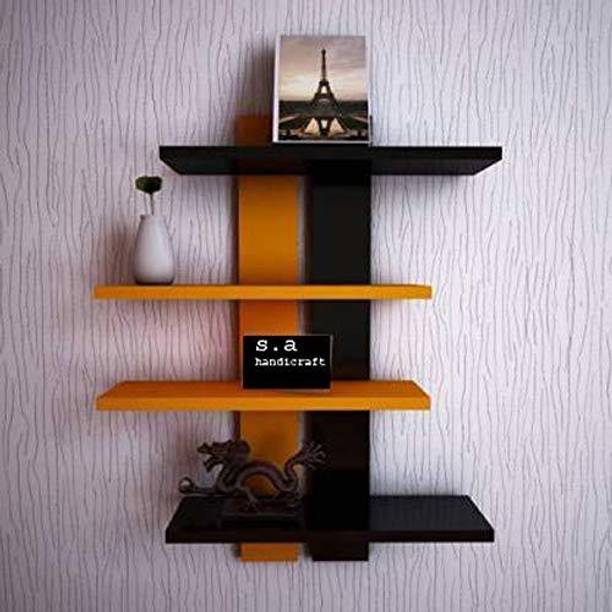 Decorestonia Wall Hanging Shelf/Book Shelf/Rack Shelf/Kitchen Shelf/Storage Shelves/Wall Decoration (Number of Shelves - 4) Wooden Wall Shelf